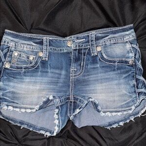 Miss Me Distressed Blue Jean Shorts